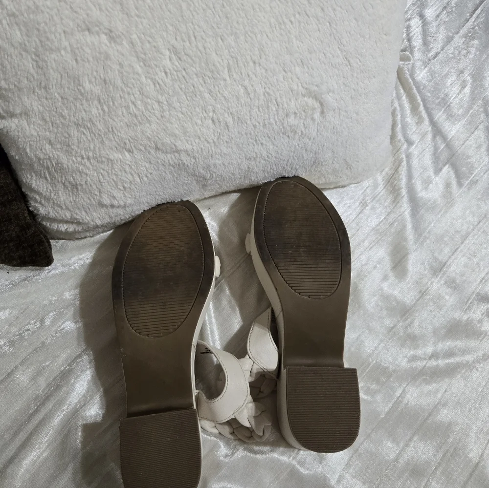 Cream Wedge Sandals By SO size 7 1/ 2. Worn Once!